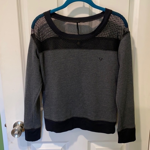 True Religion Mesh Detail Boyfriend Pullover EUC - Picture 1 of 13